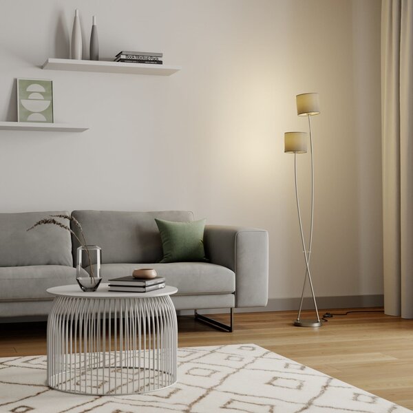 Podne Lampa Lucande, Juljana, Bež, Dnevna soba, Tkanina / tekstil, Moderan