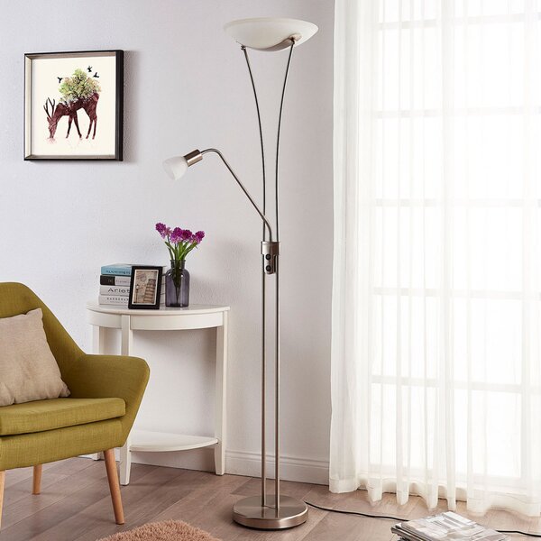 Podne Lampa Lindby, Felicia, Sivo, Dnevna soba, Metal, Moderan