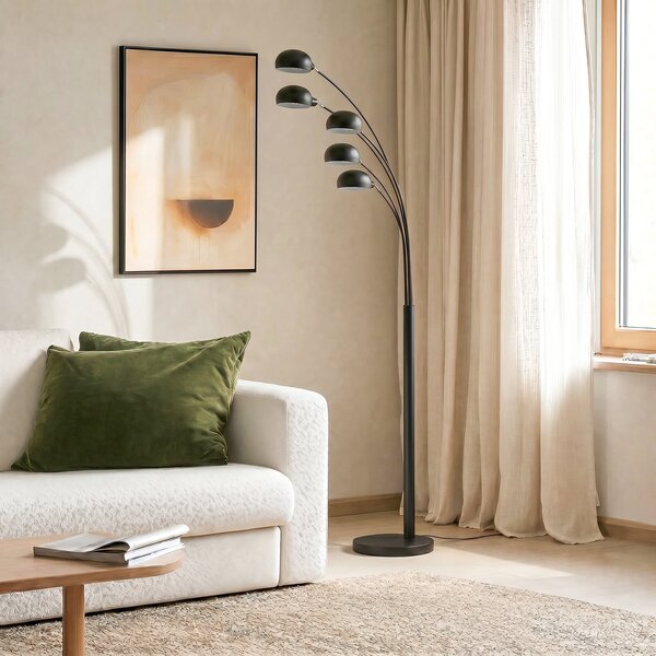 Podne Lampa Lindby, Jewa, Crno, Dnevna soba, Metal, Moderan