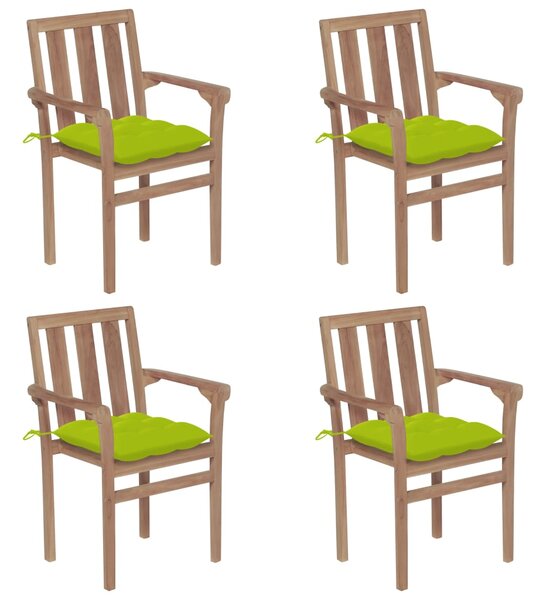 VidaXL Složive vrtne stolice s jastucima 4 kom od masivne tikovine