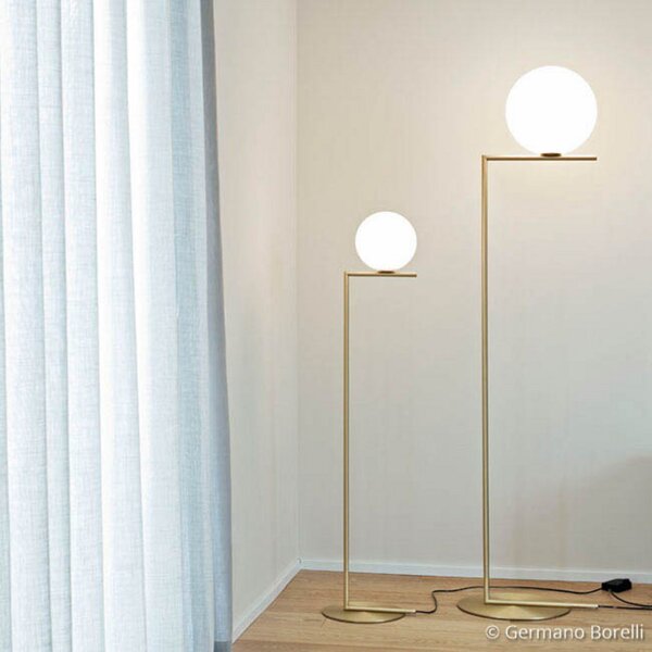 Podne Lampa FLOS, IC F1, prigušiv, Zlato / mjed, Dnevna soba, Metal, Dizajn
