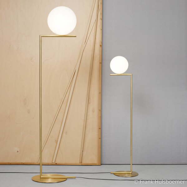 Podne Lampa FLOS, IC F1, prigušiv, Zlato / mjed, Dnevna soba, Metal, Dizajn