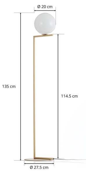 Podne Lampa FLOS, IC F1, prigušiv, Zlato / mjed, Dnevna soba, Metal, Dizajn
