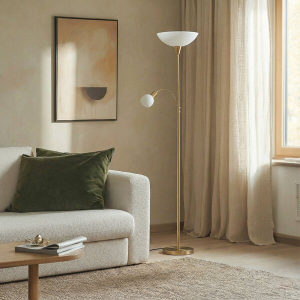 Podne Lampa Lindby, Elaina, Zlato / mjed, Dnevna soba, Metal, Moderan