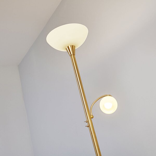Podne Lampa Lindby, Elaina, Zlato / mjed, Dnevna soba, Metal, Moderan