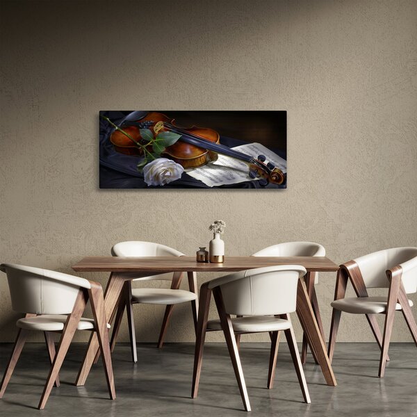 Slika - Ruže i violina (120x50 cm)