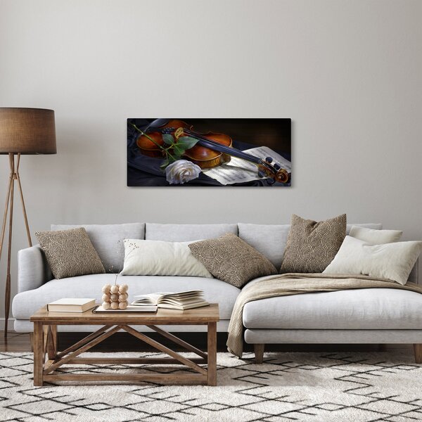 Slika - Ruže i violina (120x50 cm)