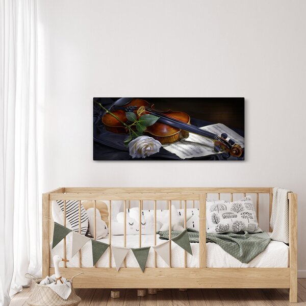 Slika - Ruže i violina (120x50 cm)