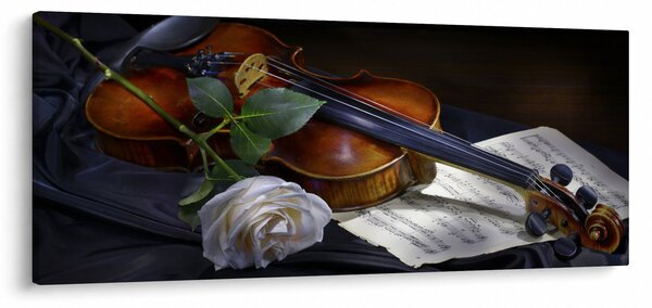 Slika - Ruže i violina (120x50 cm)