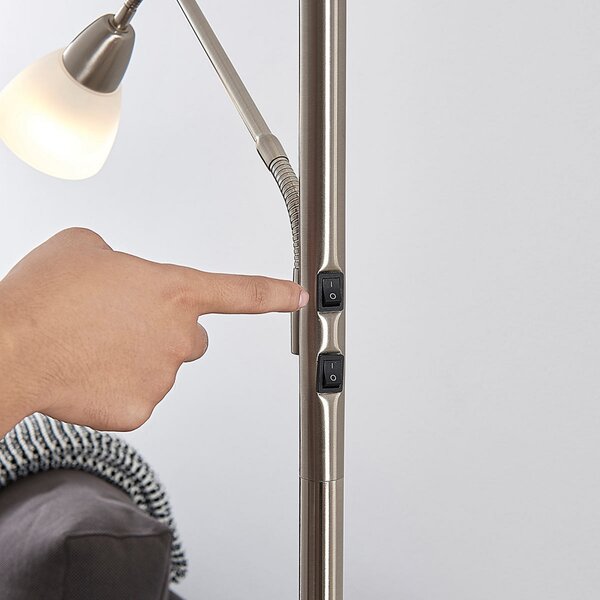 Podne Lampa Lindby, Jost, Sivo, Dnevna soba, Metal, Moderan