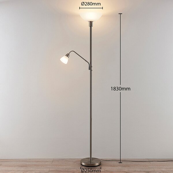 Podne Lampa Lindby, Jost, Sivo, Dnevna soba, Metal, Moderan