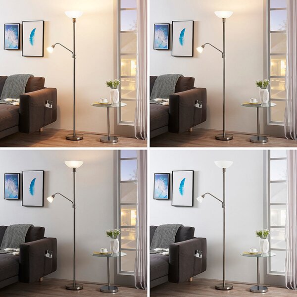 Podne Lampa Lindby, Jost, Sivo, Dnevna soba, Metal, Moderan