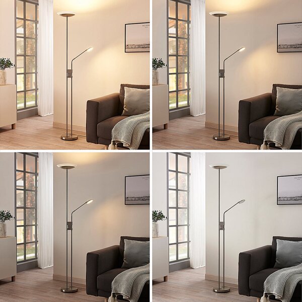 Podne Lampa Lindby, Jonne, prigušiv, Metalik, Dnevna soba, Metal, Moderan
