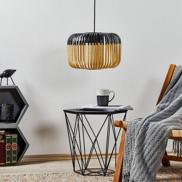 Viseće Svjetiljka Forestier, Bamboo Light S, prigušiv, Crno, Dnevna soba, Bambus, Dizajn