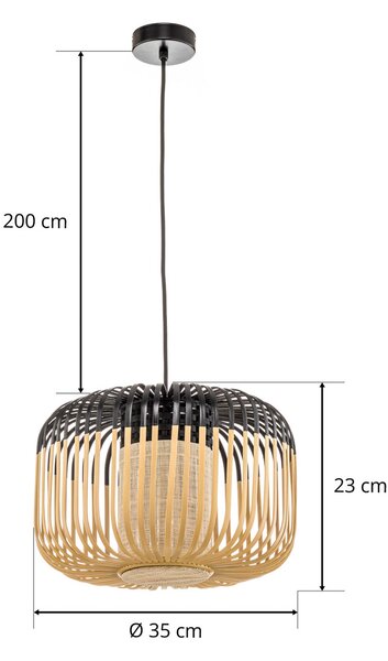 Viseće Svjetiljka Forestier, Bamboo Light S, prigušiv, Crno, Dnevna soba, Bambus, Dizajn