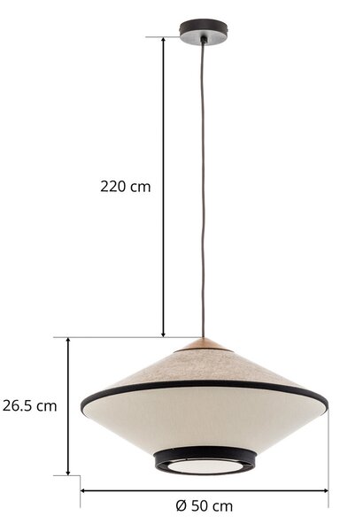 Viseće Svjetiljka Forestier, Cymbal S, prigušiv, Bež, Dnevna soba, Tkanina / tekstil, Dizajn