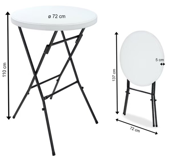 Plastični stol za zabave LYDA, Ø72x110 cm, bijeli Casaria