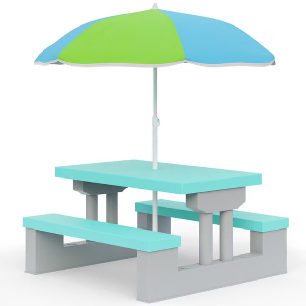 Dječji set za sjedenje sa suncobranom JASMIN, 67x78,5x42,5 cm, siva/menta Spielwerk