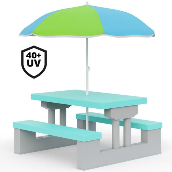 Dječji set za sjedenje sa suncobranom JASMIN, 67x78,5x42,5 cm, siva/menta Spielwerk
