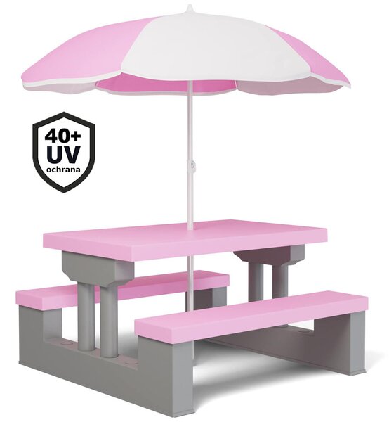 Dječji set za sjedenje sa suncobranom JASMIN, 67x78,5x42,5 cm, roza/siva Spielwerk