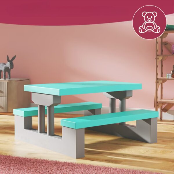 Dječji set za sjedenje sa suncobranom JASMIN, 67x78,5x42,5 cm, siva/menta Spielwerk
