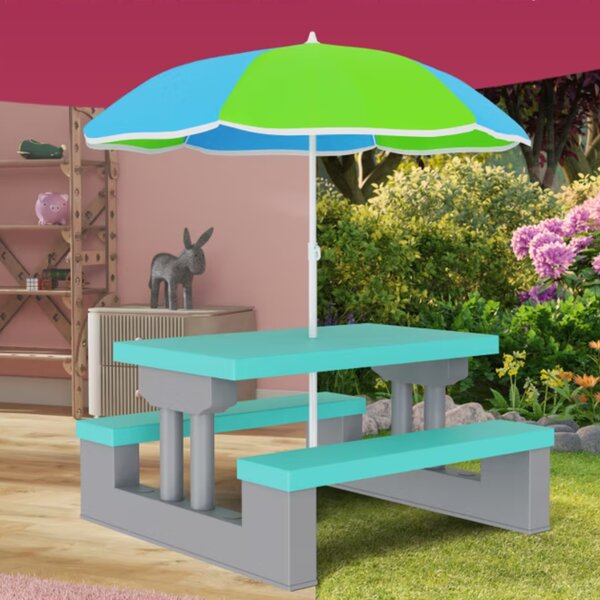 Dječji set za sjedenje sa suncobranom JASMIN, 67x78,5x42,5 cm, siva/menta Spielwerk