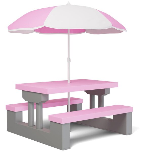 Dječji set za sjedenje sa suncobranom JASMIN, 67x78,5x42,5 cm, roza/siva Spielwerk