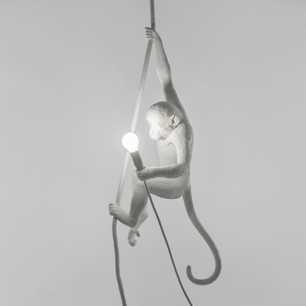 Stolne Lampa SELETTI, Monkey Lamp, Bijela, Dnevna soba, Plastika, Dizajn