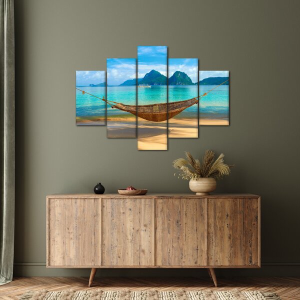 Slika - Viseća mreža na plaži (150x105 cm)