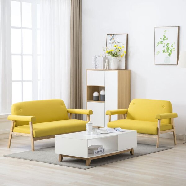 VidaXL 2-dijelni set sofa od tkanine za 5 osoba žuti