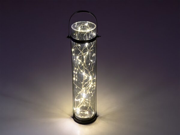 Solarna lampa LANTERN GREY 46 cm siva