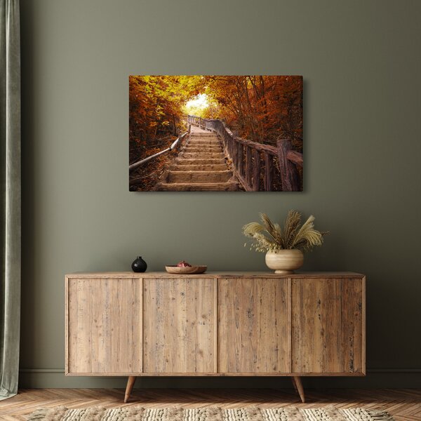 Slika - Stepenice u prirodi u jesen (90x60 cm)