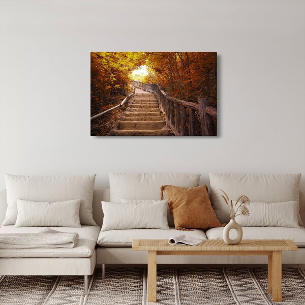Slika - Stepenice u prirodi u jesen (90x60 cm)