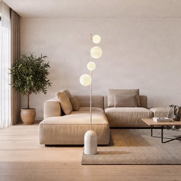EMIBIG LIGHTING Etno LP4 podna lampa, bijela, staklo/čelik, visina 140 cm, G9, Bijela, Dnevni boravak/blagovaonica, Staklo