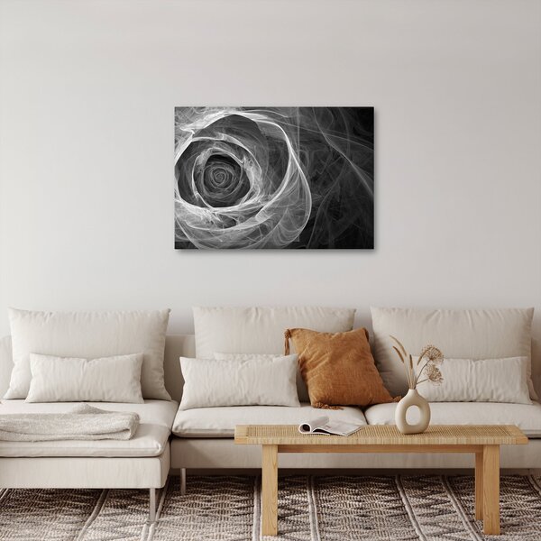Slika - Crno-bijela apstraktna ruža (70x50 cm)