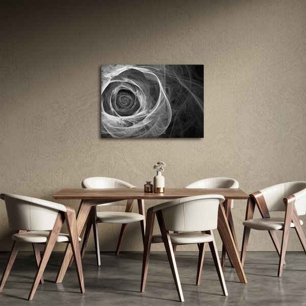 Slika - Crno-bijela apstraktna ruža (70x50 cm)