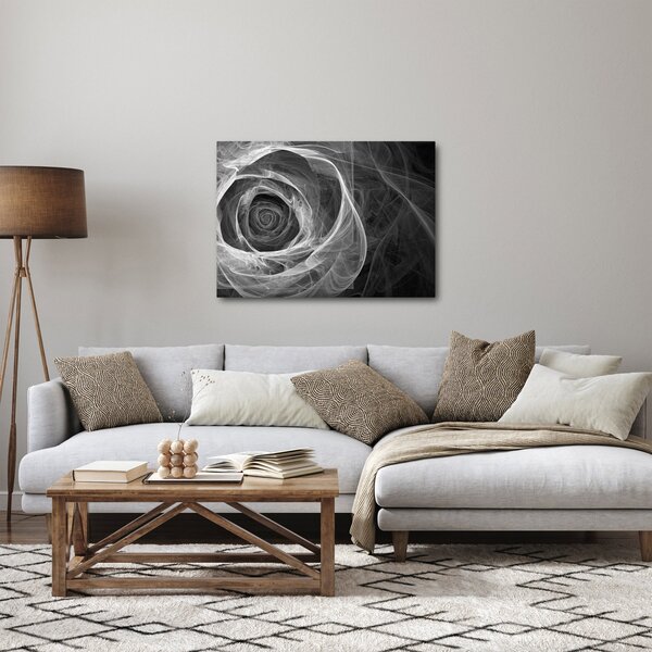 Slika - Crno-bijela apstraktna ruža (70x50 cm)