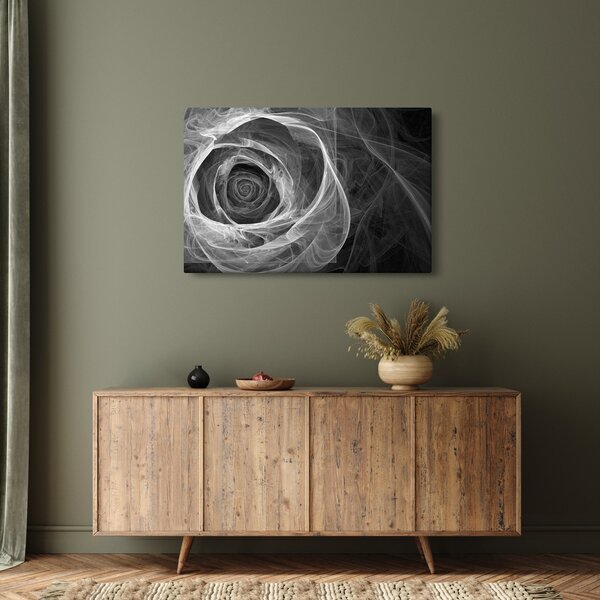 Slika - Crno-bijela apstraktna ruža (90x60 cm)