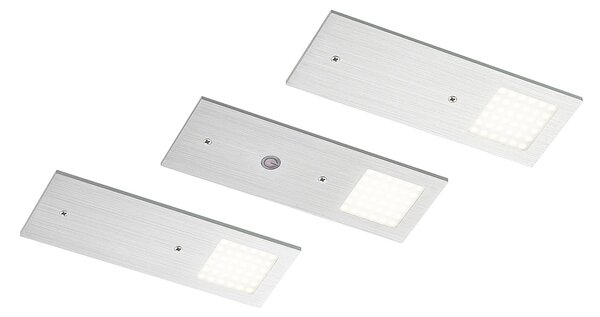 Nortra LED svjetiljka za pod ormarić, pakiranje od 3 komada, boja aluminija - Arcchio, Nortra, prigušiv, Metalik, Dnevna soba, Metal, Moderan