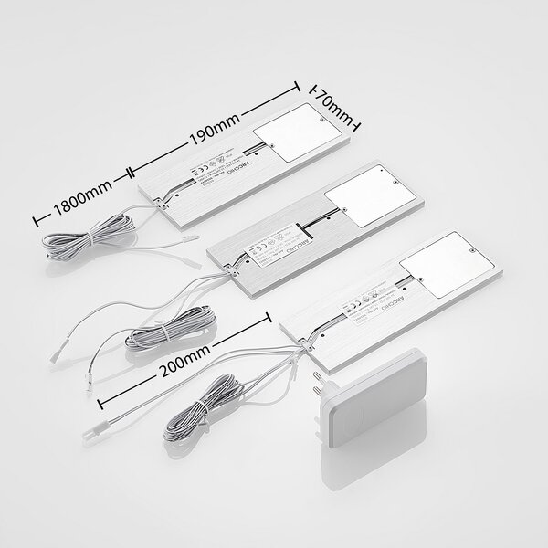 Nortra LED svjetiljka za pod ormarić, pakiranje od 3 komada, boja aluminija - Arcchio, Nortra, prigušiv, Metalik, Dnevna soba, Metal, Moderan