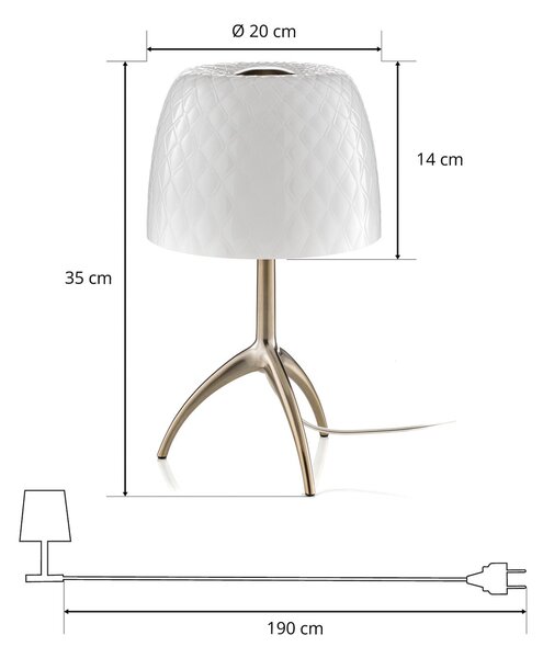 Stolne Lampa Foscarini, Lumiere, prigušiv, Bijela, Dnevna soba, Staklo, Dizajn
