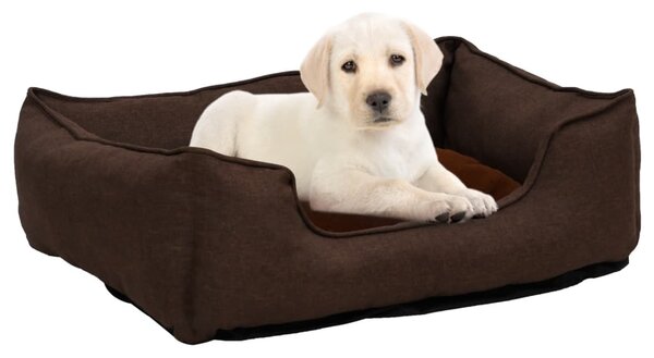 VidaXL Krevet za pse smeđi 65 x 50 x 20 cm flis s izgledom platna