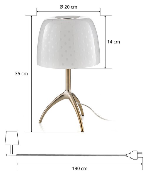 Stolne Lampa Foscarini, Lumiere, prigušiv, Bijela, Dnevna soba, Staklo, Dizajn