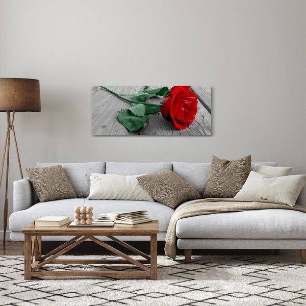 Slika - Crvena ruža sa zelenom stabljikom (120x50 cm)