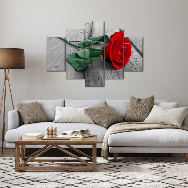Slika - Crvena ruža sa zelenom stabljikom (150x105 cm)