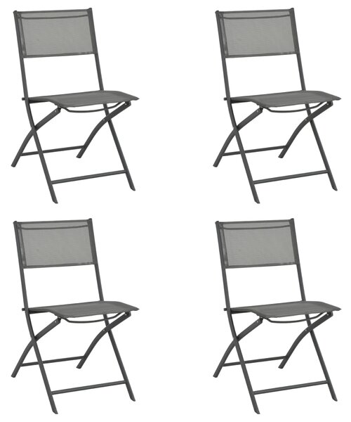 Sklopive vrtne stolice 4 kom sive od čelika i tekstilena