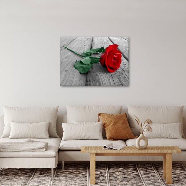 Slika - Crvena ruža sa zelenom stabljikom (70x50 cm)