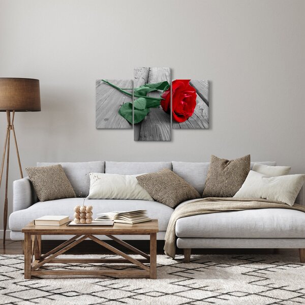 Slika - Crvena ruža sa zelenom stabljikom (90x60 cm)