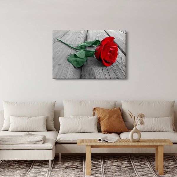 Slika - Crvena ruža sa zelenom stabljikom (90x60 cm)