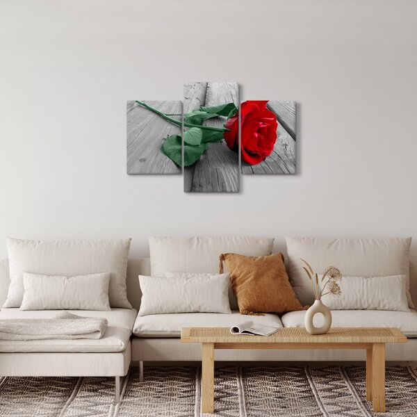 Slika - Crvena ruža sa zelenom stabljikom (90x60 cm)